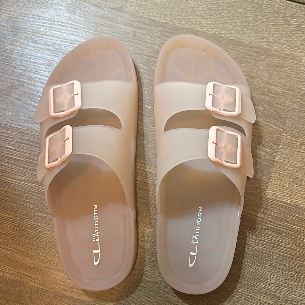 CL by Chinese Laundry Pink Double Buckle Slides